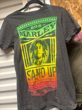 Bob Marley Kids Short Sleeve Graphic Tee - Gray with Green/Yellow/Red Print